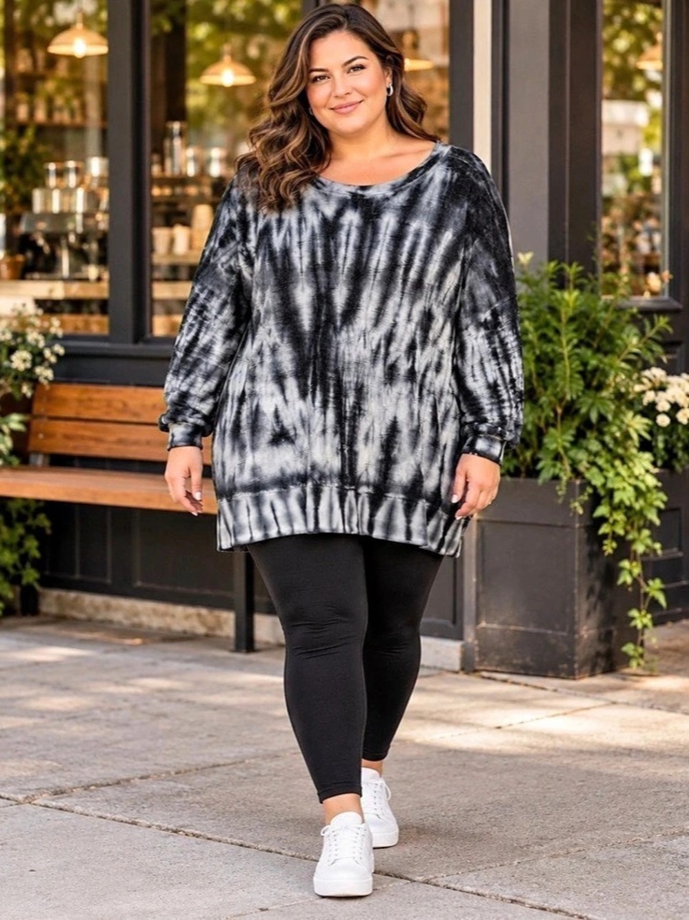 Terra & Sky Blue Tie Dye Long Sleeve Sweatshirt Tunic in Size 3X.